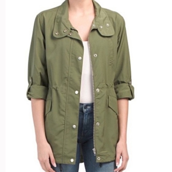 Sanctuary Anthropologie Scout Green Anorak Utility Trench Jacket Women Medium - Picture 12 of 12